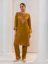 Saba Chikankari Notch Neck Cotton Silk Kurta Set for Women - Mustard